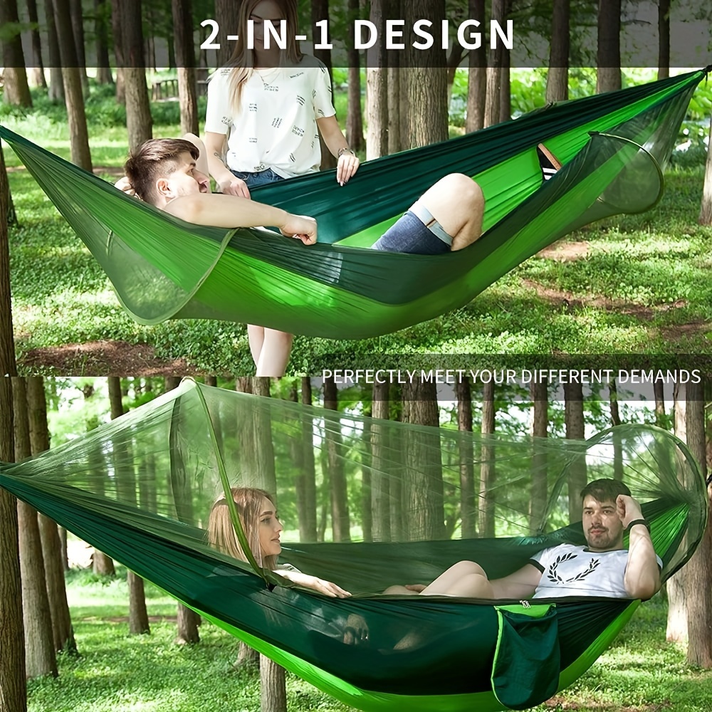 Automatic Quick-opening Mosquito Net Hammock Outdoor Camping Pole Hammock swing Anti-rollover Nylon Rocking Chair 270x140cm