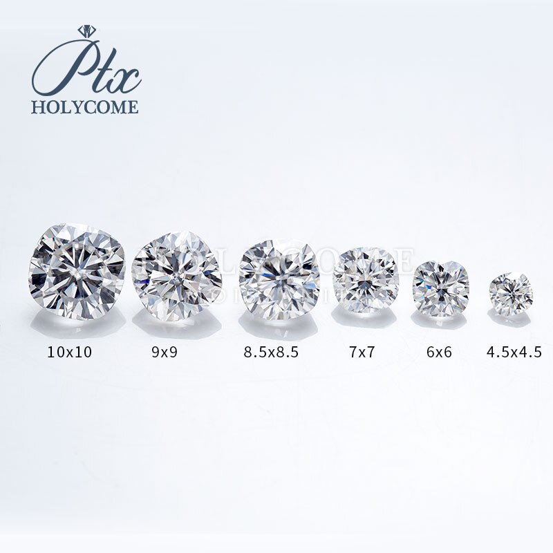 Wuzhou holycome venda quente brilhante corte 0.5 quilates def forma almofada moissanite