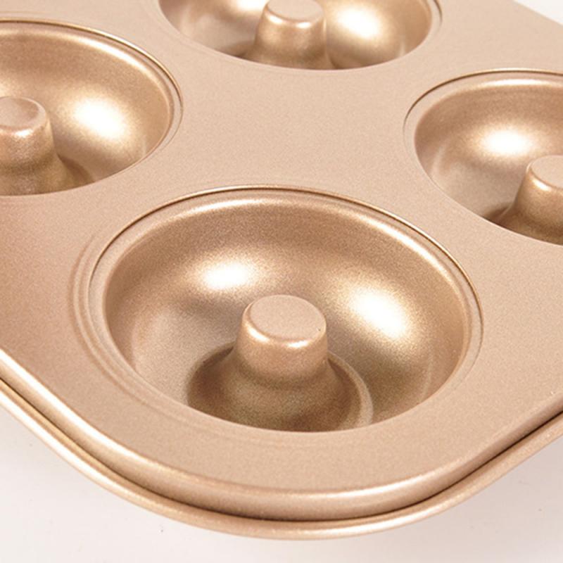 6-Cavity Nonstick Donut Pan Donut Baking Pans Carbon Steel Doughnut Baking Sheet Tray Bagels Mold Maker Cake Biscuit Tin Bakware