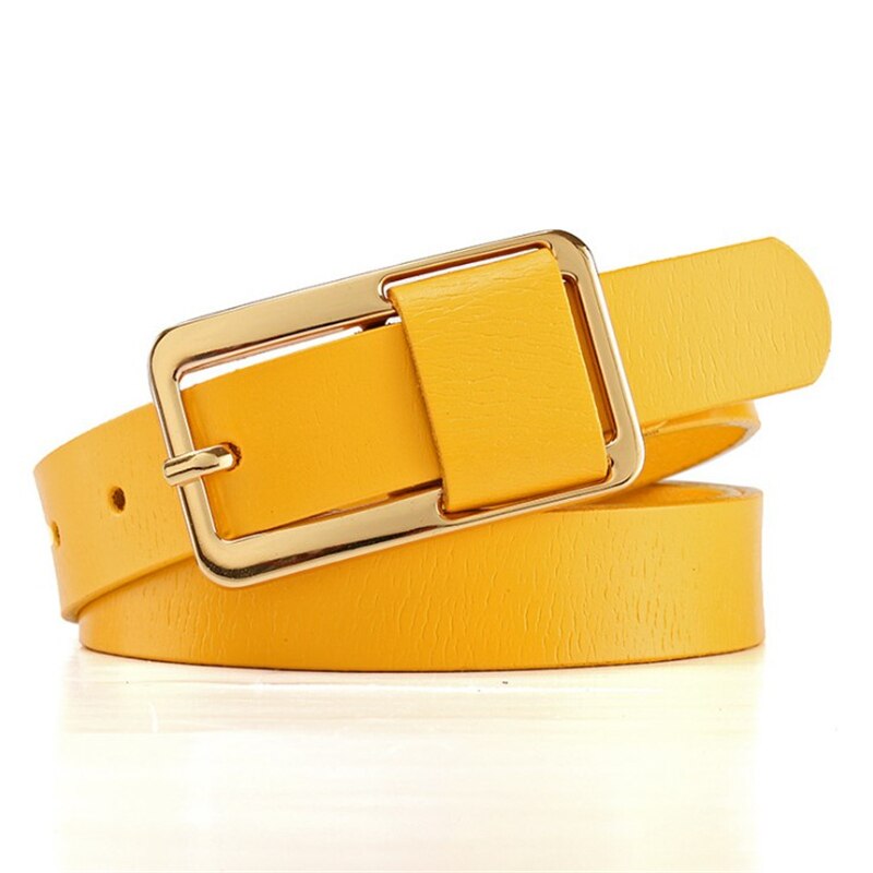 Luxe Riemen Voor Vrouwen Pin Gesp Vrouwen Pu Riemen Ceinture Femme: Geel
