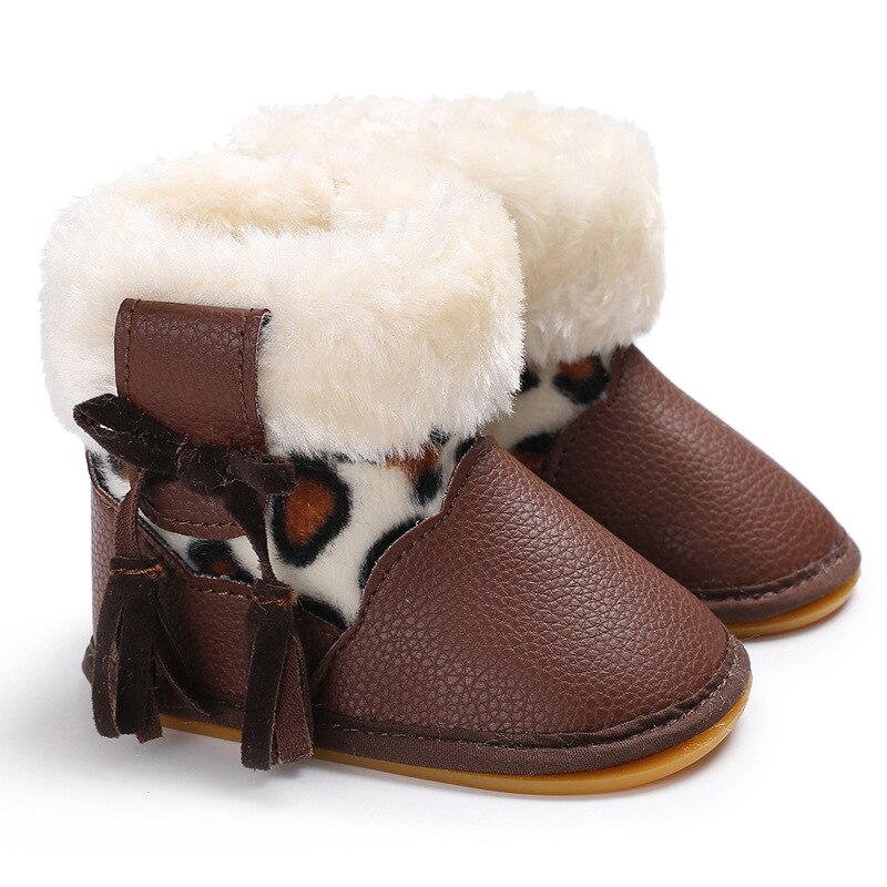 Baby Meisjes Jongens Winter Warm Houden Schoenen Eerste Wandelaars Sneakers Kids Crib Baby Peuter Schoeisel Laarzen Pasgeborenen Prewalkers0-18M: Brown / 7-12 Months