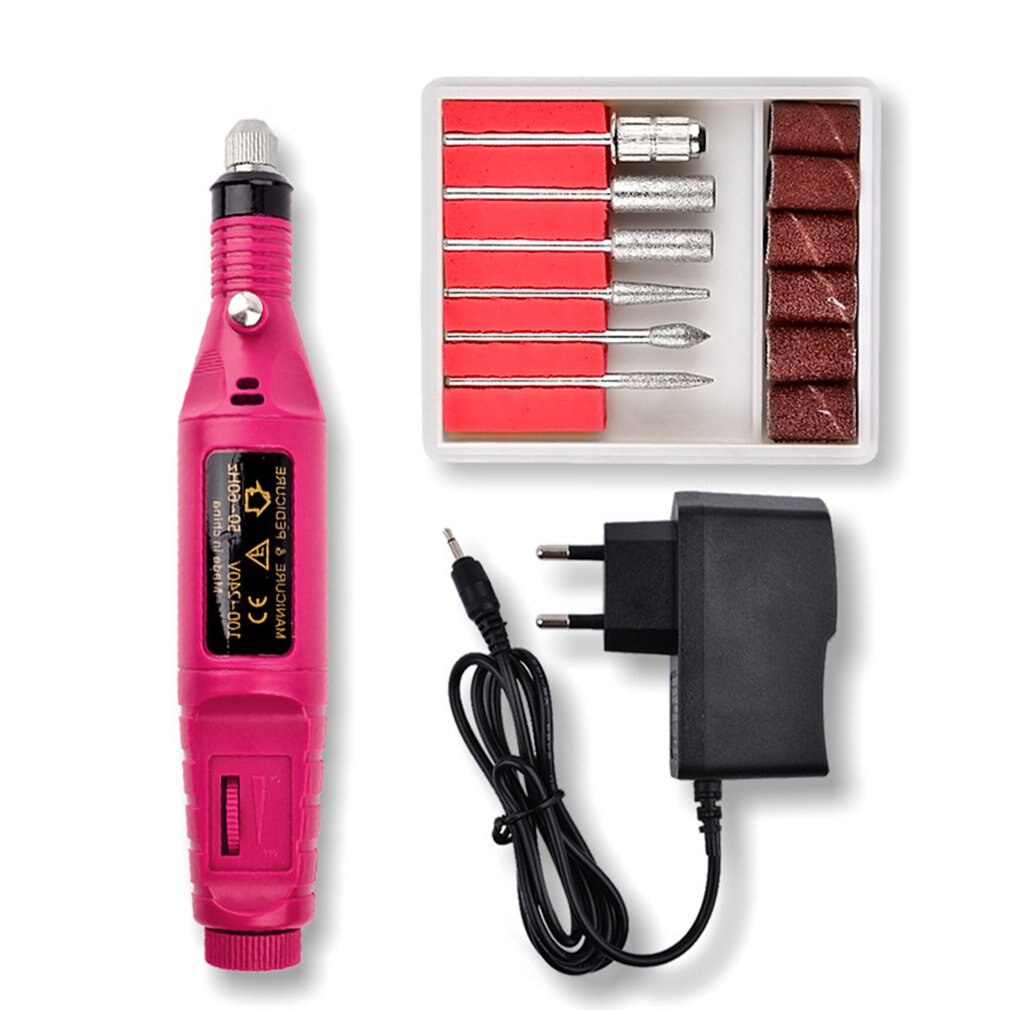 Elektrische boormachine nagelvijl acryl kunstvijl manicure pedicure draagbare machine kit praktische duurzame kit: Eu-stekker