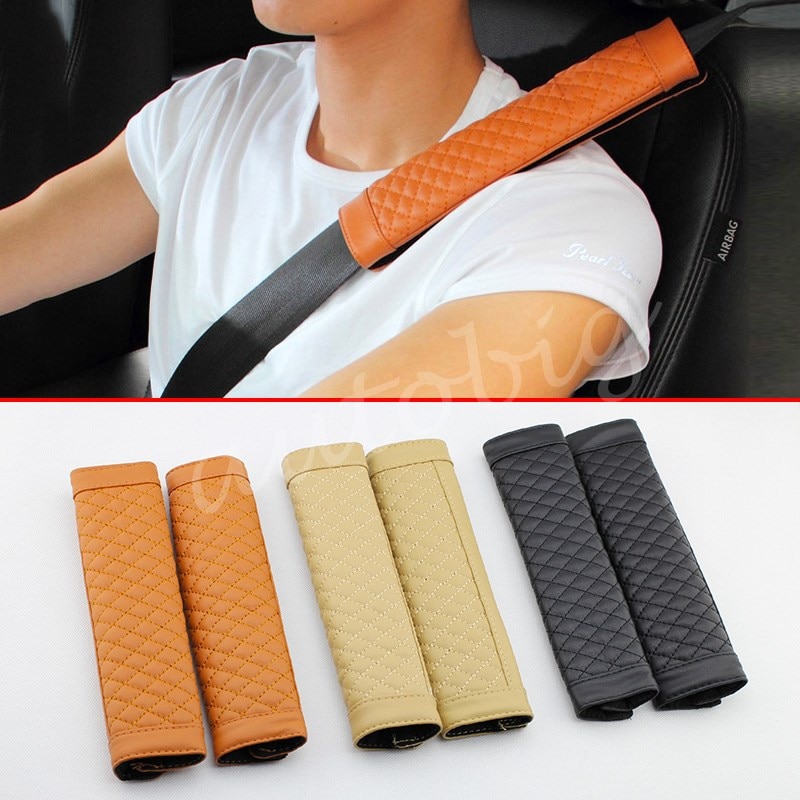 2 Stuks Car Auto Seat Safe Belt Cover Pad Schouder Harnas Beschermende Kussen Accessoires Zwart/Beige/Oranje