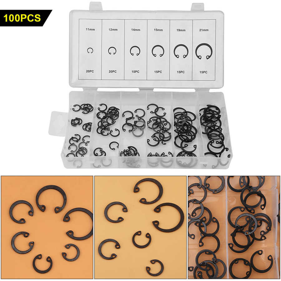 100Pcs Snap Borgring Assortiment Set 11-21Mm 6 Maten Met Doos El