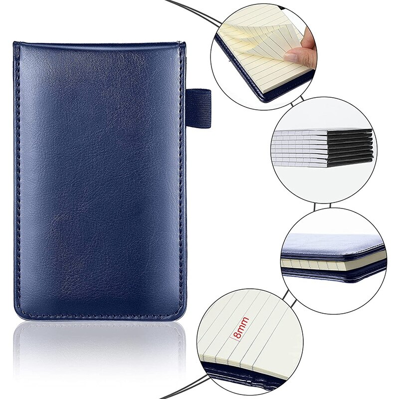 10 Pcs Notepad Holder Set, Mini Pocket Notepad Holder With 50 Lined Sheets, Metal Pen And 8 Pcs Memo Refills