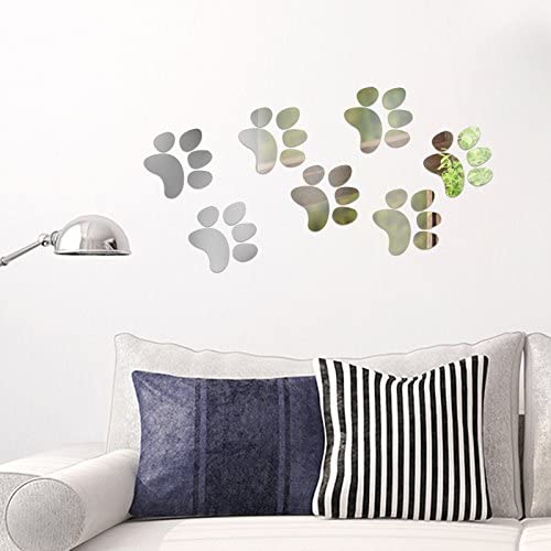 Hondenvoetafdrukken acryl muursticker kunst muurstickers woondecoratie kinderkamer zilver