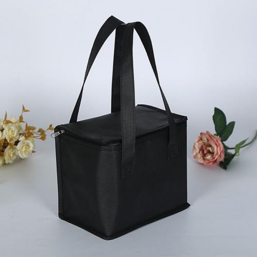 Draagbare Lunch Tas Kan Koeler Pack Voedsel Verpakking Container Thermische Geïsoleerde Lunch Tas Non-woven Doek Milieuvriendelijke Voedsel Opslag: Black / S