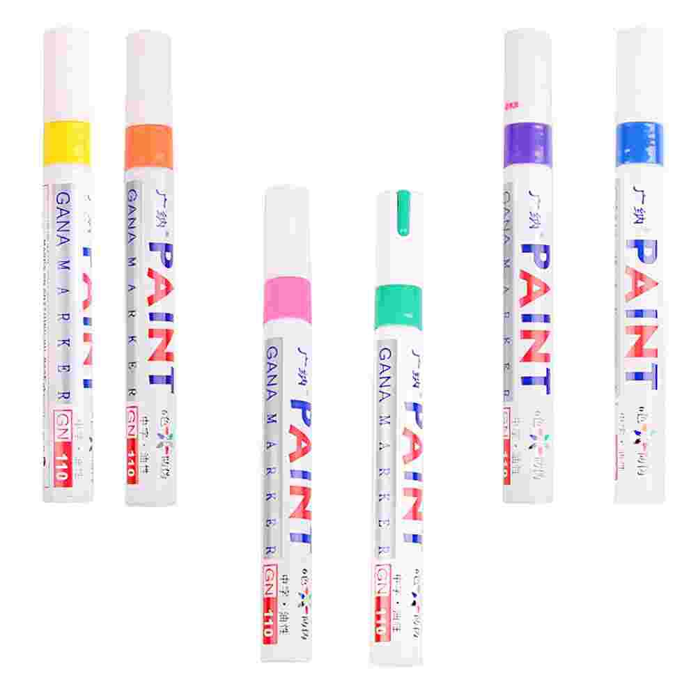 6pcs Industrial Paint Pens Paint Repair Pen Waterproof Marker Graffiti Color Markers