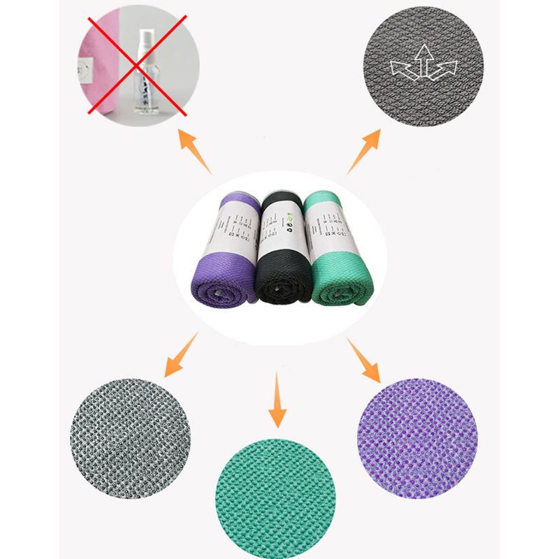 Sammenklappeligt dobbeltsidet yogahåndklæde med skridsikre perler, svedabsorberende måtten overlay silikone partikler mikrofiber