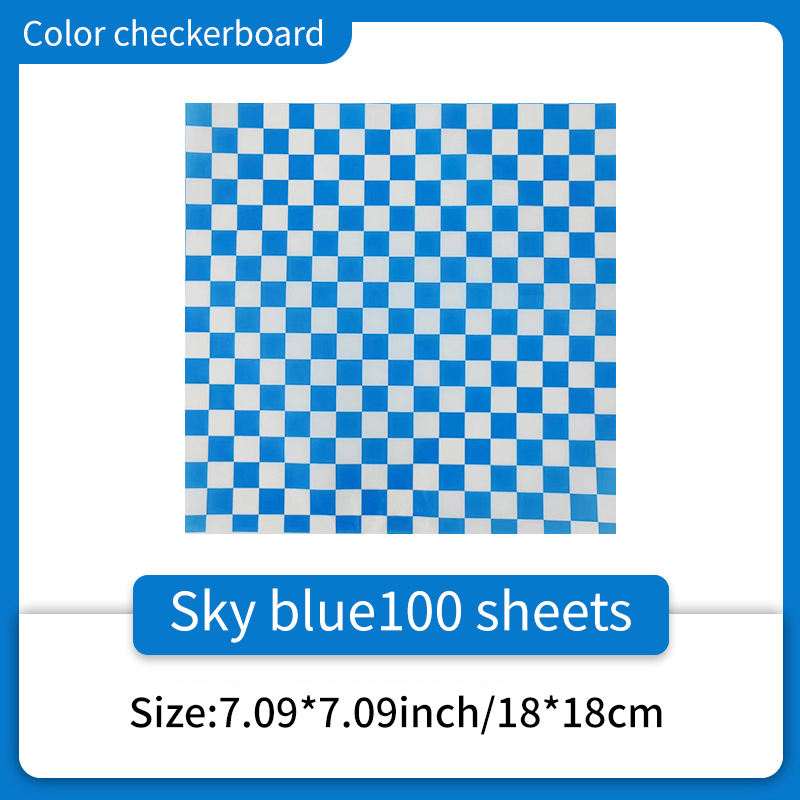 100 morceaux de papier absorbant pour sandwichs, hamburgers, frites, emballages alimentaires, tapis en assiettes, papier ciré et papier de cuisson, papier à l'huile: BLEU CIEL