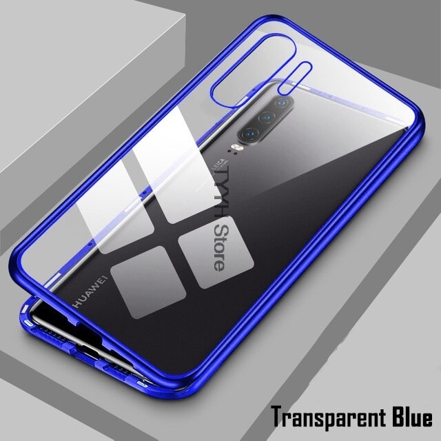 Magnetische Adsorptie Metal Case Voor Motorola Moto G8 Plus Gevallen Enkelzijdig Glas Magneet Telefoon Cover Voor Moto G8Plus G8 plus G8 +: Blue