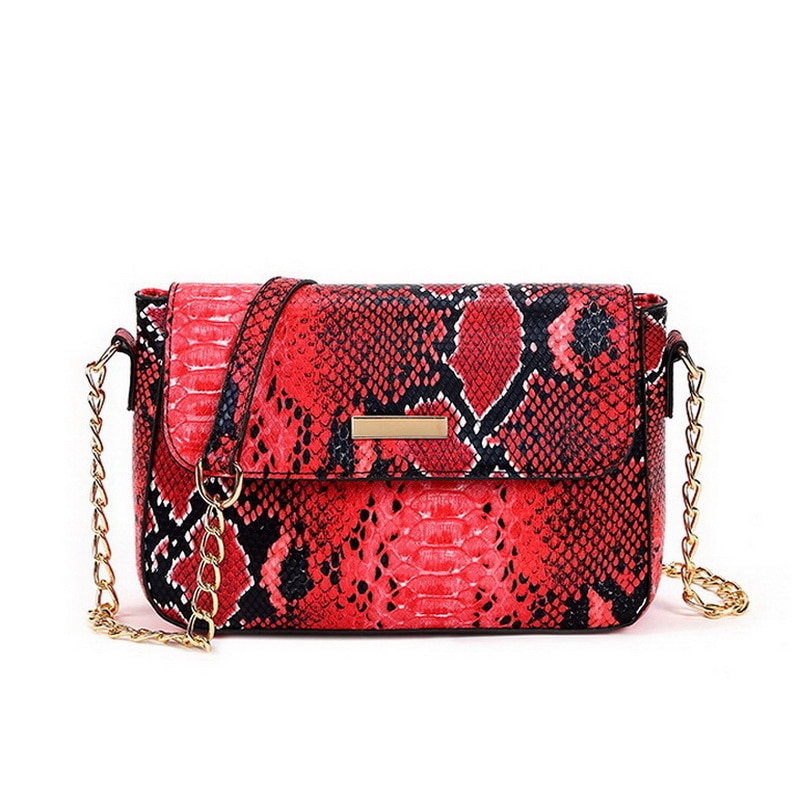 FUNMARDI Snake mujer bolsa correa de cadena bolsos de hombro pequeños bandolera para mujeres PU bolso de cuero mujer WLHB1790