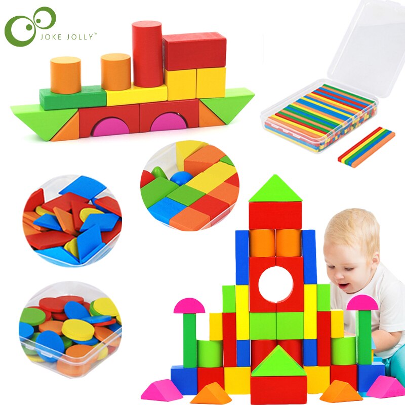 Caja de ayuda para enseñanza de matemáticas, palo de contar de madera, aritmética, figura geométrica, pieza redonda WYW, 100/50 piezas