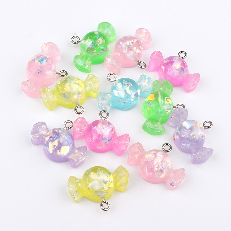 10pz Della Miscela Kawaii Bowknot Resina Zucchero Pendenti e Ciondoli per Risultati dell'orecchino Dolce Della Caramella Collana Chiave Catena FAI DA TE Decorazione Dei Monili Che Fanno