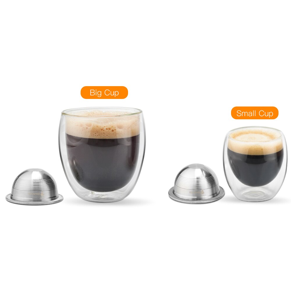 Sæt rustfrit stål genanvendelig kapsel kompatibel med nespresso vertuo vertuoline kaffefilter