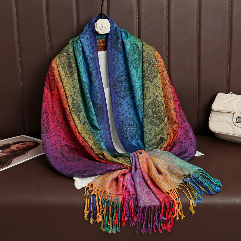 Bufanda de Cachemira de de lujo para mujer, chal y chales cálidos estampados para invierno, Pashmina, Bandana larga de Jacquard, Paisley, 2024: Blanco