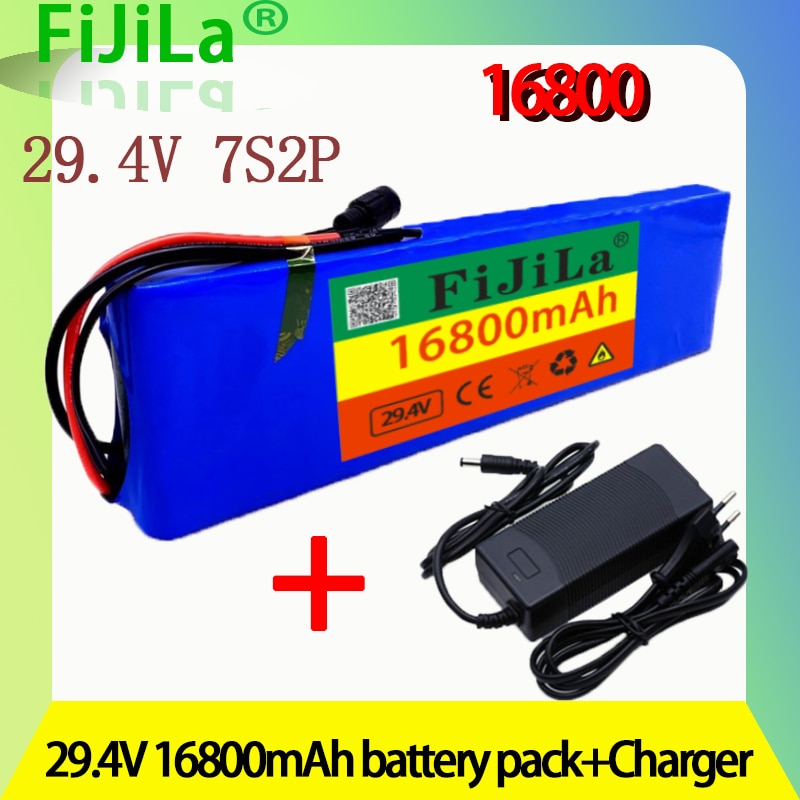 Batterie Li-ion 24V 6Ah (29.4V 6000mAh) Avec BMS + Chargeur – Pour Vélo Électrique, Cyclomoteur & Trottinette