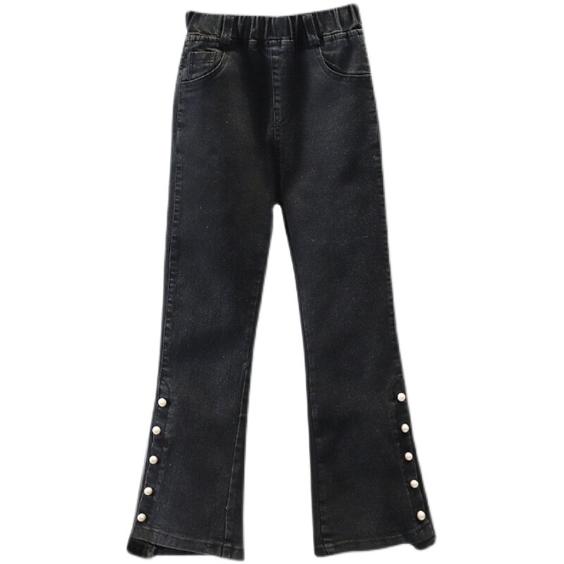 Teenage Children Girls Jeans 2022 Black Flare Pants Clothes Elastic Waist Denim Trousers Kids Skinny Jeans for Girl 4-13