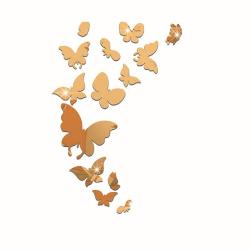 2sets 3D Acrylic Mirror Wall Sticker Butterfly Mirror Stickers Poster Living Room Festival Party Decoration DIY Art Mural