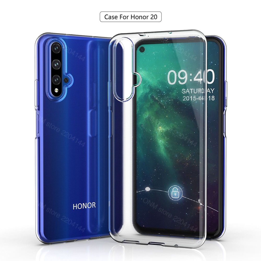 Capinha para huawei honor 20 tpu silicone claro cabido pára-choques caso macio para huawei honor 20 transparente capa traseira