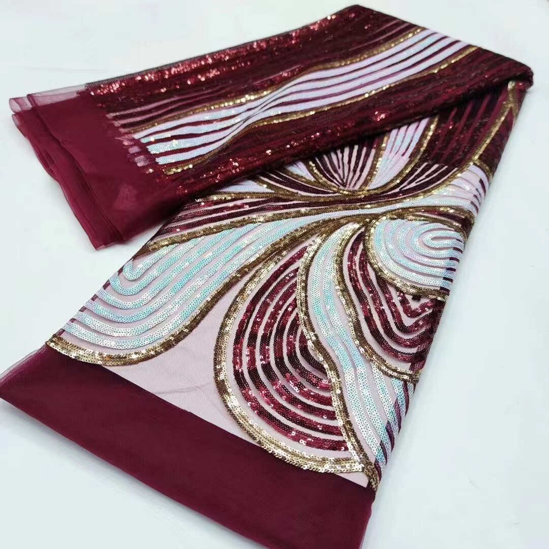 Classic African French Tulle Lace with Sequins For Wedding Dress NN338_L: Classic Color2