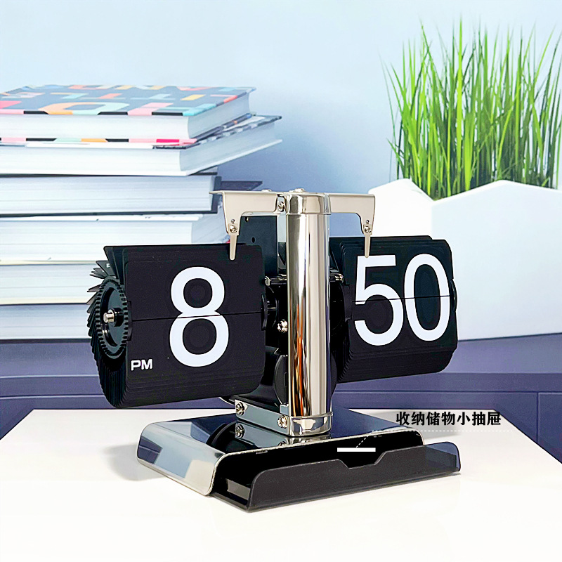Tafelklok Mechanische Automatische Pagina Draaiende Klok Retro Pagina Draaiende Tafelklok Mechanische Automatische Pagina Draai Klok Naar Huis
