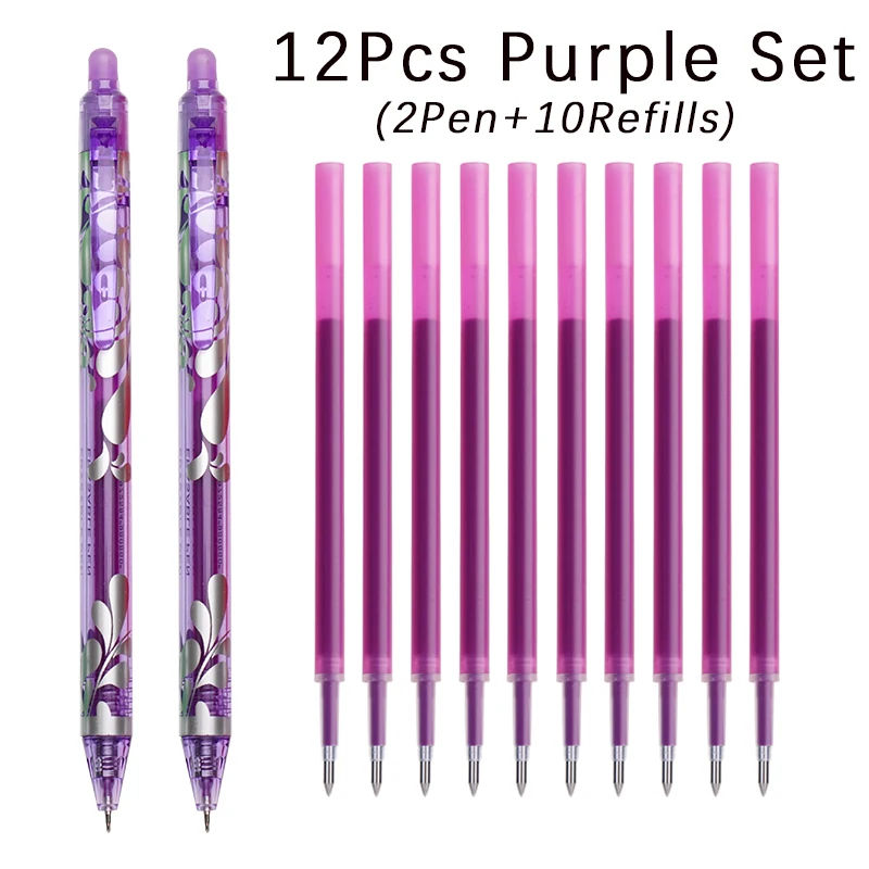 Large Capacity Ink Erasable Pen 6-color Push Gel Pen Set 0.5mm Transparent Colors Pen Office Writing Supplies Kawaii Stationery: Mixed Color