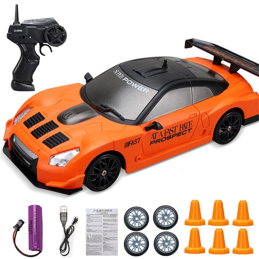 RC Racing Car Drift Car Toy 2.4G Rapid Drift Racing Car 15km/h Playing 20mins Remote Control AE86 GTR Model Vehicle Car: Orange