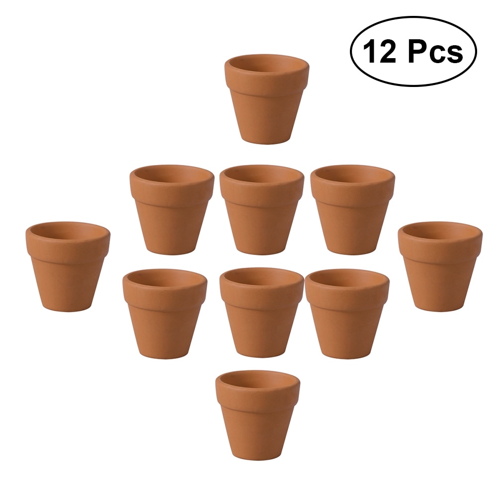 12 stk mini terrakottagryte leire keramiske keramikkplanter kaktus blomsterpotter saftige barnehagepotter flotte for planter håndverk favør