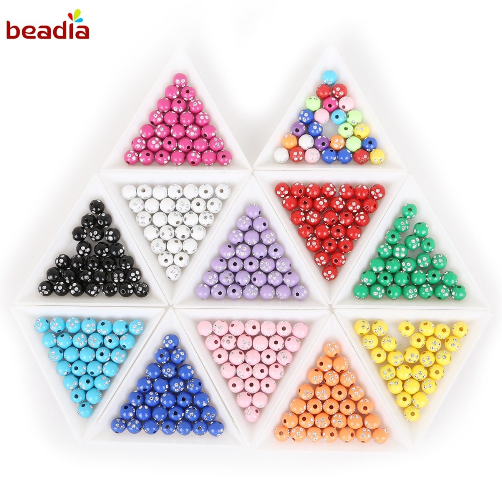 100 piece/lot 8mm Multi Colors Shiny Acrylic Round Beads For DIY Bracelets &amp; Necklaces Jewelry Makings
