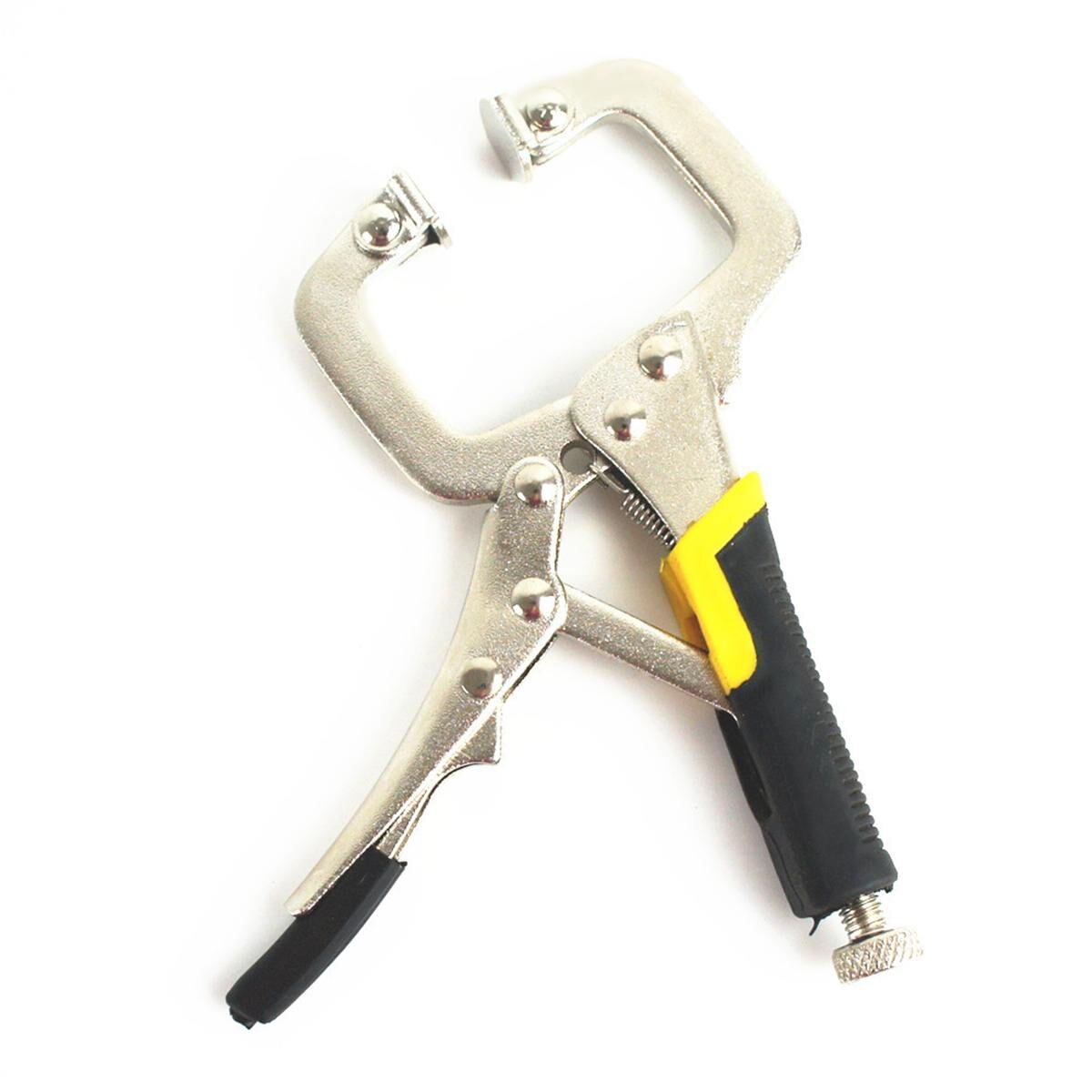 3pcs/set 4'' Wood Face Clamp Vice Grip Kit Complete Locking C Type Clip Clamp Straight Needle Pliers Locking Self Grip Plier