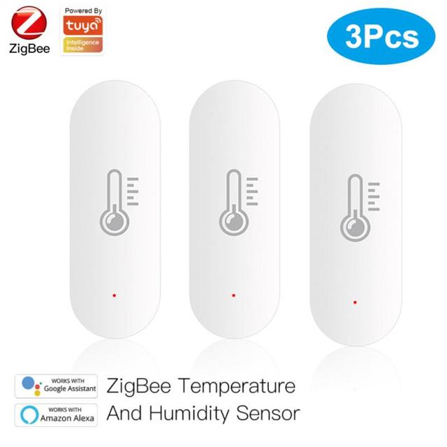 Tuya Temperature And Humidity Sensor ZigBee Indoor Hygrometer Thermometer Smart Home Humidity Detector Support Alexa Google Home: 3Pcs