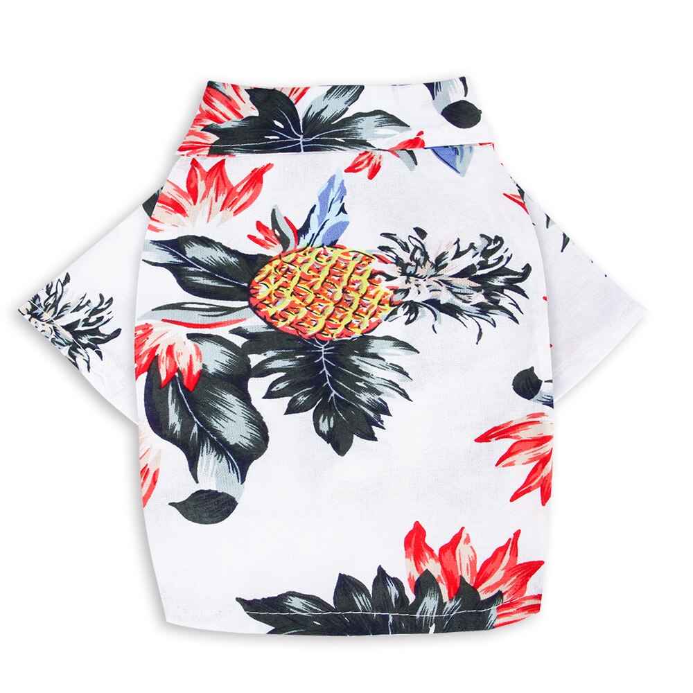 Zomer strand shirt hond print hawaii strand casual huisdier puppy reizen shirt blouse: Wit / M