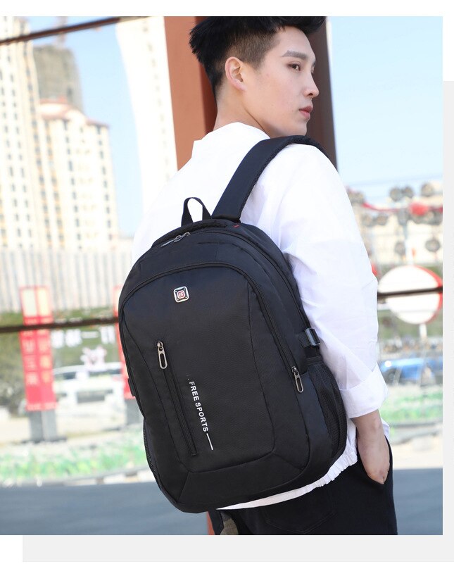 Chuwanglinmen rejsetasker rygsæk vandtæt nylon student skoletaske afslappet mænd rejser mand teenager rygsæk  p71801: Sort