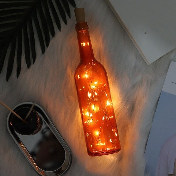 Guirnalda LED de 2M, guirnaldas de luces de alambre de cobre para botella de vidrio artesanal, decoración para fiestas, bares, bodas, navidad o San Valentín: 2M Red