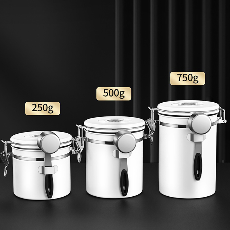 Recipiente de almacenamiento para granos de café, recipiente hermético de acero inoxidable sellado con válvula de CO2, mantiene los cereales frescos, tarro de té y caramelo