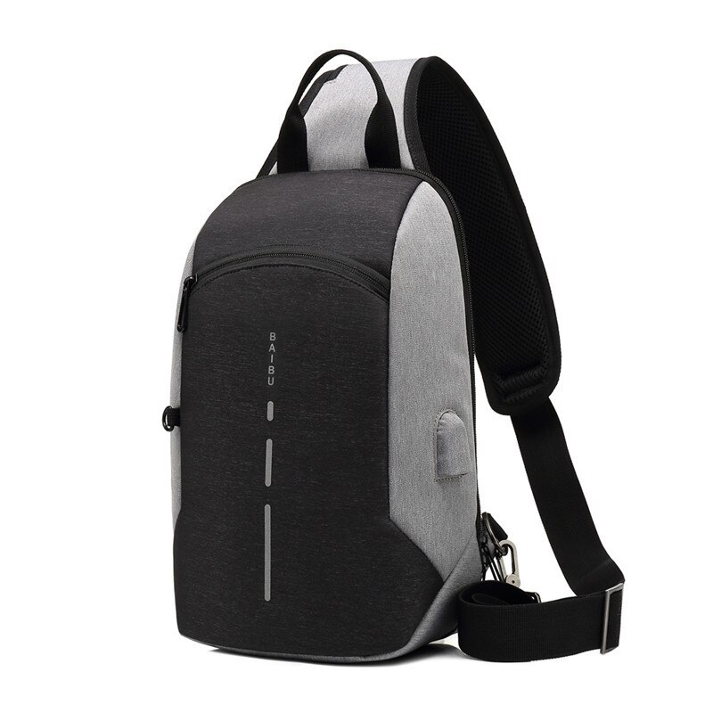 Men Waterproof Crossbody Bag Travel External USB Charge Chest Bag Male Sling Bag Daypack Messenger Bag Computer