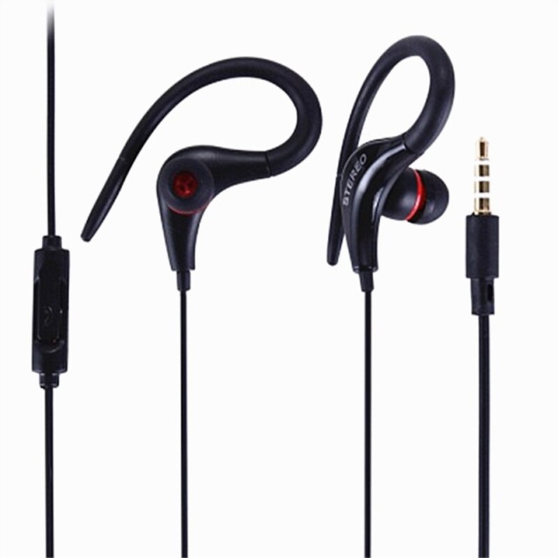 In-ear Bass 3.5 Mm Running Sport Koptelefoon Hoofdtelefoon Headset With Mic Voor Iphone Samsung MP3 MP4 Pc: Black