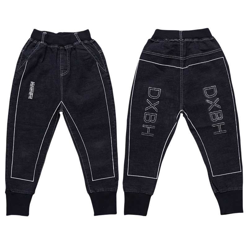 Drenge bukser forår efterår børn jeans bukser bomuld solide sorte lange bukser til teenager dreng småbørn babytøj 8 10 14y