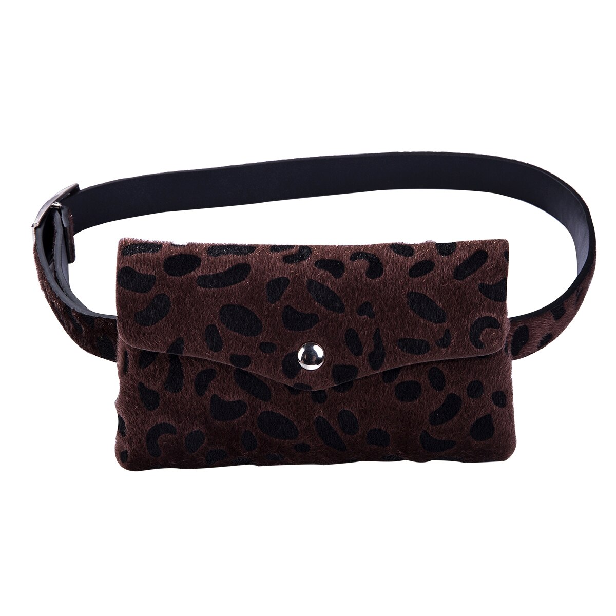 6 cores moda feminina leopardo cintura fanny pacote cinto bolsa bolsa de viagem feminina pequena bolsa cintura packs: Marrom