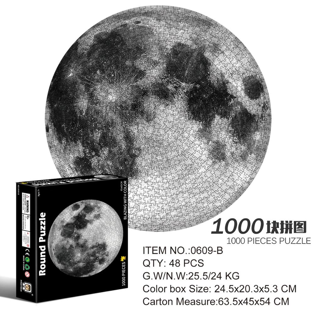 Earth Puzzle 1000 Pieces Adult Large 68.5*68.5CM Moon Puzzles High Difficulty Round Puzzles Planet Puzzle 1000 pcs Adults Kid Gi: 0609B