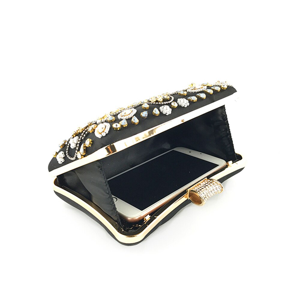 BaoYaFang Frauen Luxus Schwarz Kristall Handtaschen Partei Abend Taschen frau Hochzeit tasche für braut Kette Schulter Taschen Schild Kupplungen