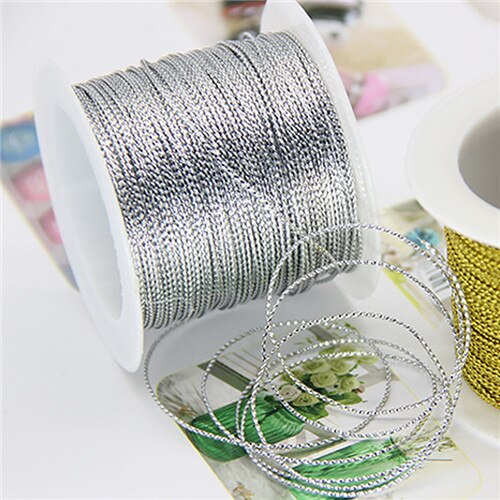 20M 1Mm Red Gold Cord Thread String Ribbon Line For Trademark Jewelry Bracelet Twine Tag Tassel Making Wedding Crafts: A-Silver