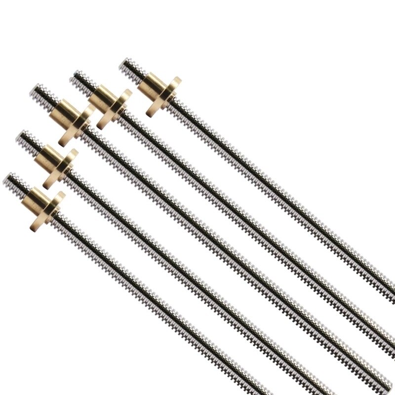 T8 Lead Screw OD 8mm Pitch 2mm Lead 2mm 150mm 200mm 250mm 400mm 500mm With Brass Nut For Reprap 3D Printer