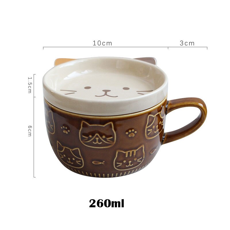 Cartone animato in ceramica giapponese gatto cane spaghetto ciotole con coperchi simpatico animale zuppa insalata frutta ciotola scatola decorativa stoviglie cucina arredamento: D