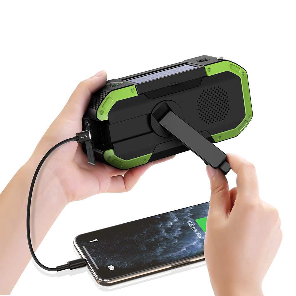 Radio solaire Portable bluetooth 5.0, haut-parleur, manivelle, AM/FM, récepteur RADIO météo multifonction avec lampe de poche, batterie d&#39;alimentation d&#39;urgence