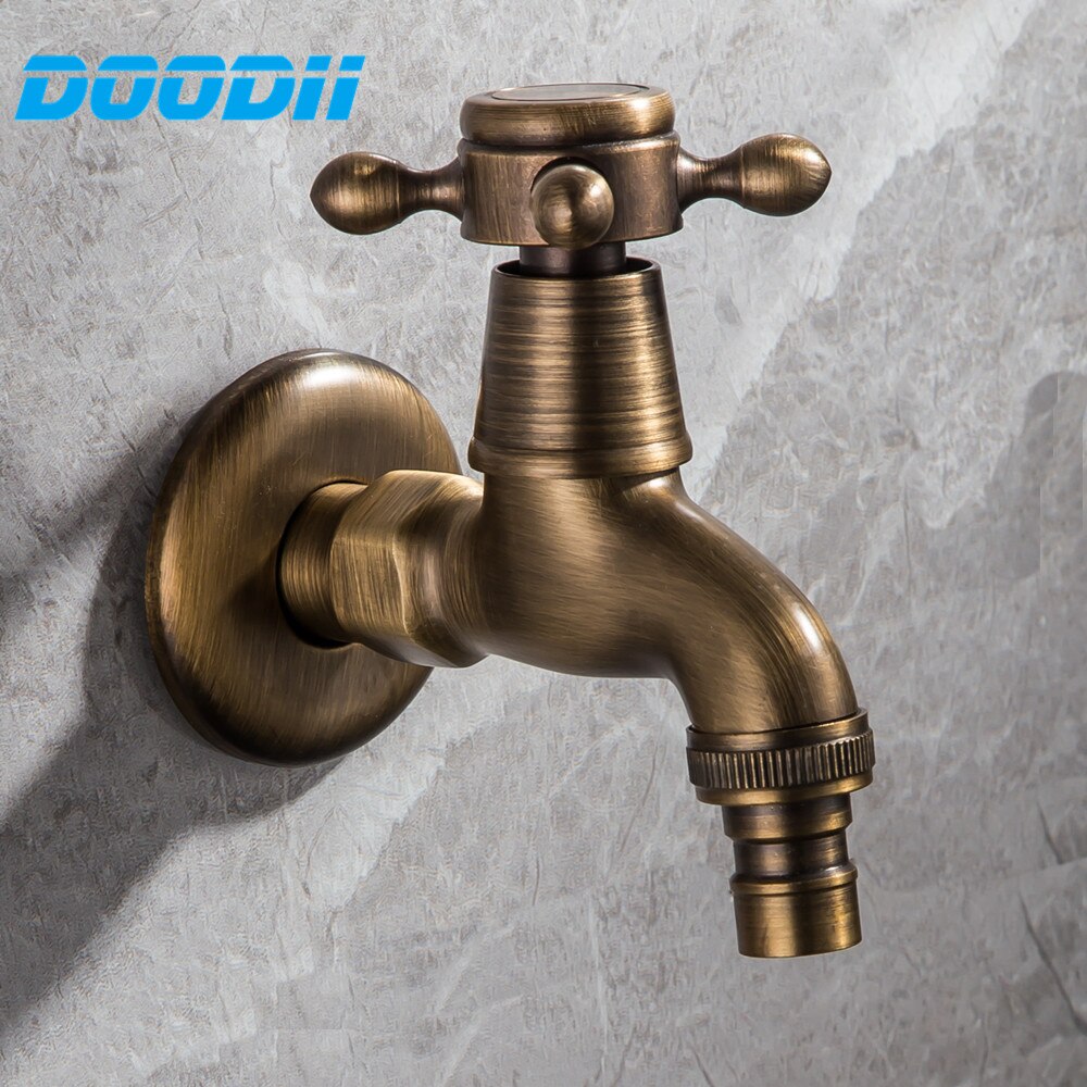 Antique Solid Brass Cold Water Wall Tap Garden Piscinas Long Washing Mop pool Machine Water Tap Basin Faucet Bibcock tap Doodii