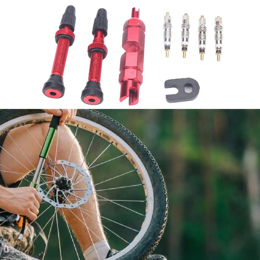 2 Stuks 40Mm Fietsen Tubeless Ventiel Aluminium Tire Ventiel Kit Met Removal Tools Voor Racefiets fiets Accessoires