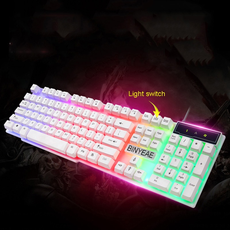 English Backlight Gaming Keyboard Wired Teclado Gamer Floating LED Backlit USB Similar Mechanical Feel