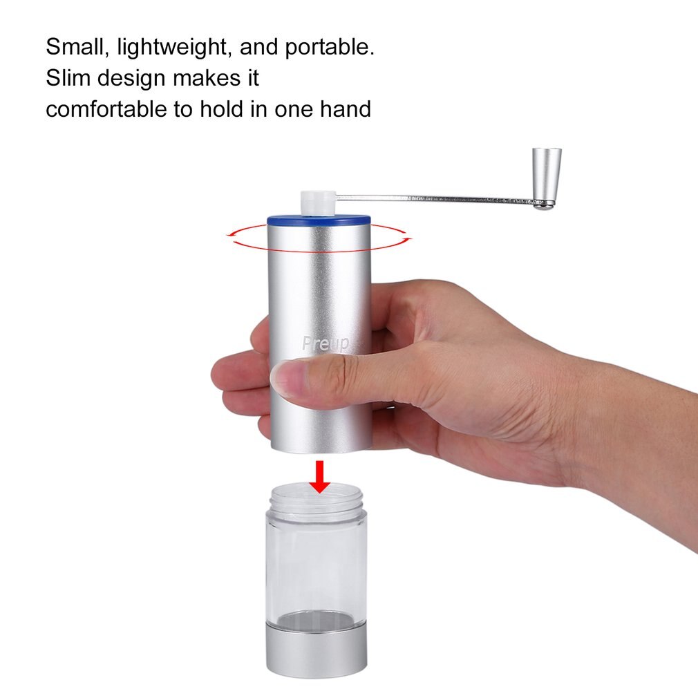 Handmatige koffiemolen conische braammolen voor nauwkeurig zetten instelbare maalgraadselector geluidsarme aluminiumlegering draagbaar: Default Title